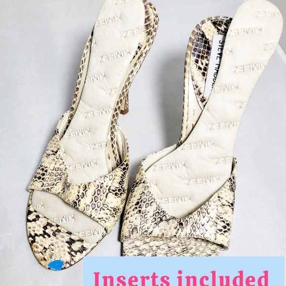 Steve Madden Snakeskin and Wood Women's Sandals Minor Flaw - Picture 7 of 13